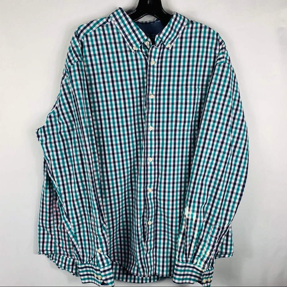 Mix&NY Green/Navy Blue/Wht Plaid Long Sleeve Shirt